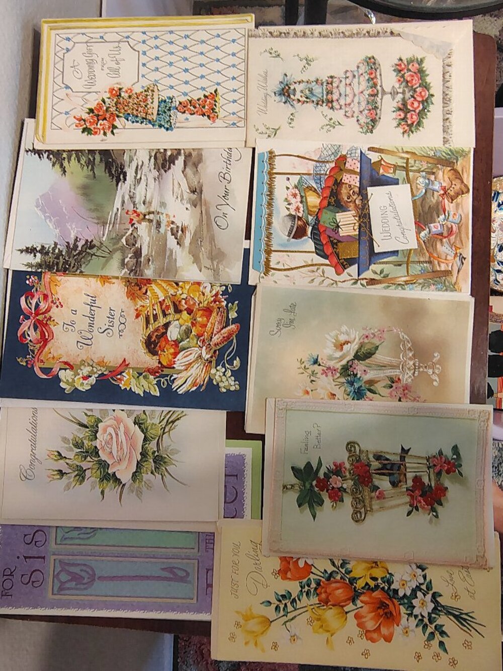 15 Vintage Greeting Cards Sister Feeling Better Just Married Wedding Well Wishes
